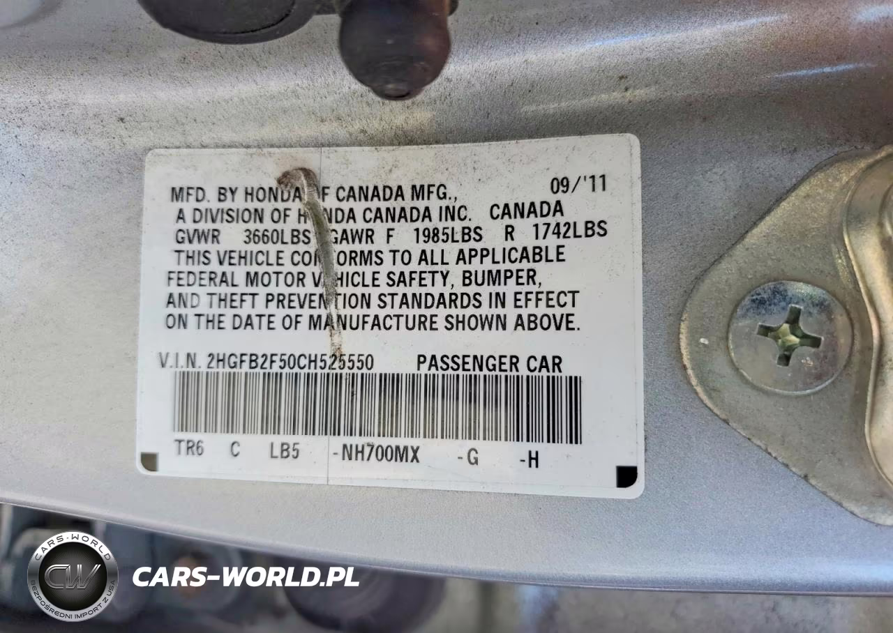 2012 Honda Civic Lx VIN:2HGFB2F50CH525550 - 12