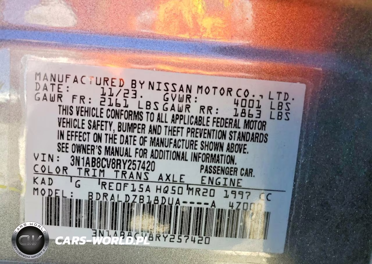 2024 Nissan Sentra Sv VIN:3N1AB8CV8RY257420 - 12