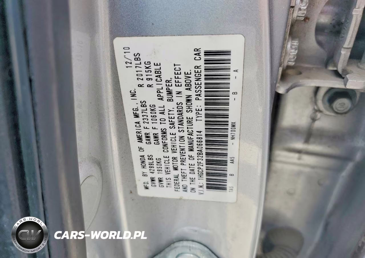 2011 Honda Accord Lx VIN:1HGCP2F32BA066814 - 12