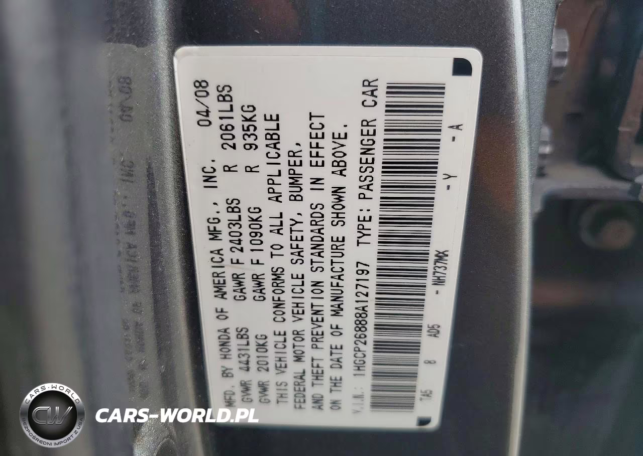 2008 Honda Accord Exl VIN:1HGCP26888A127197 - 12