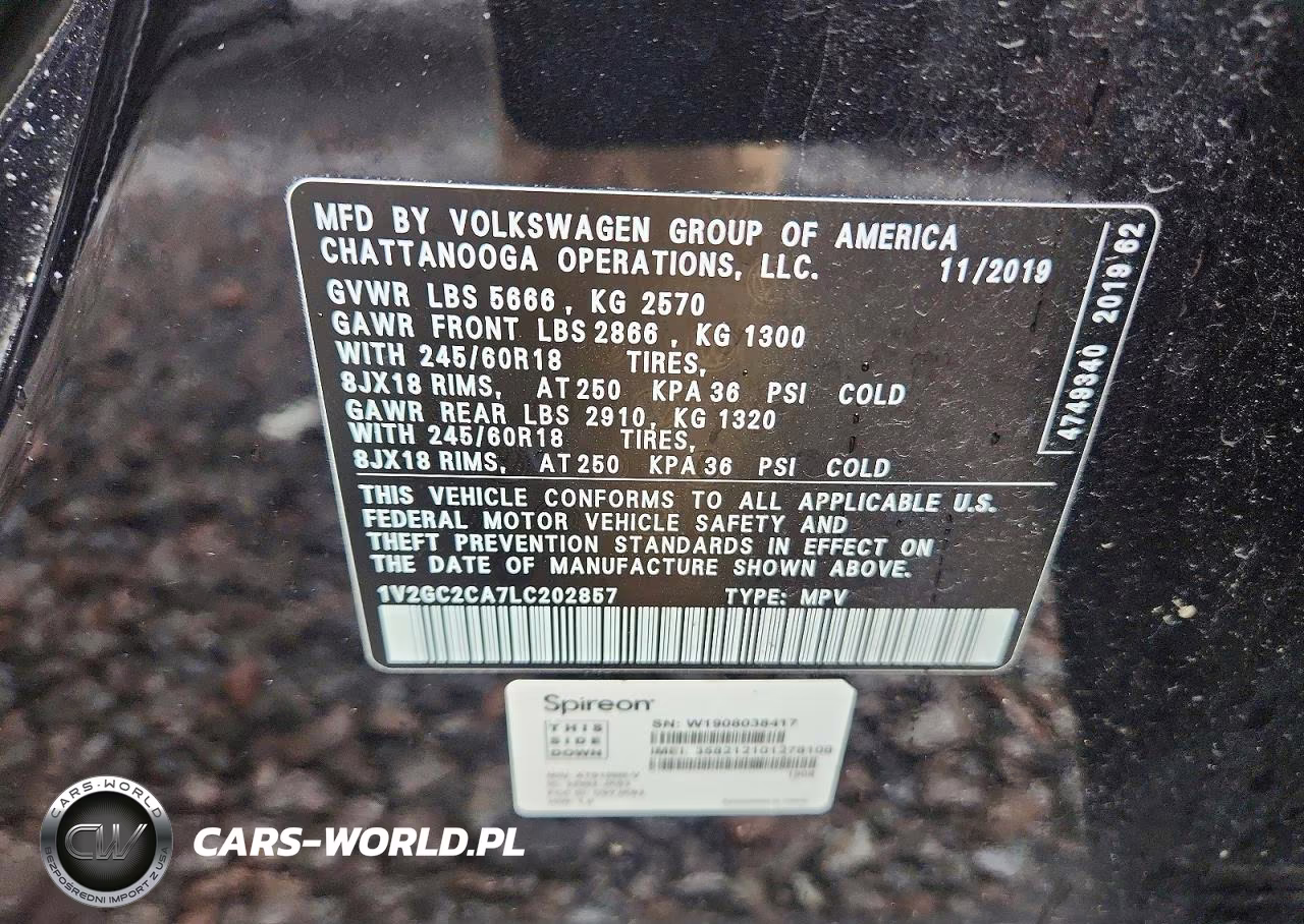 2020 Volkswagen Atlas Cross Sport S VIN:1V2GC2CA7LC202857 - 13
