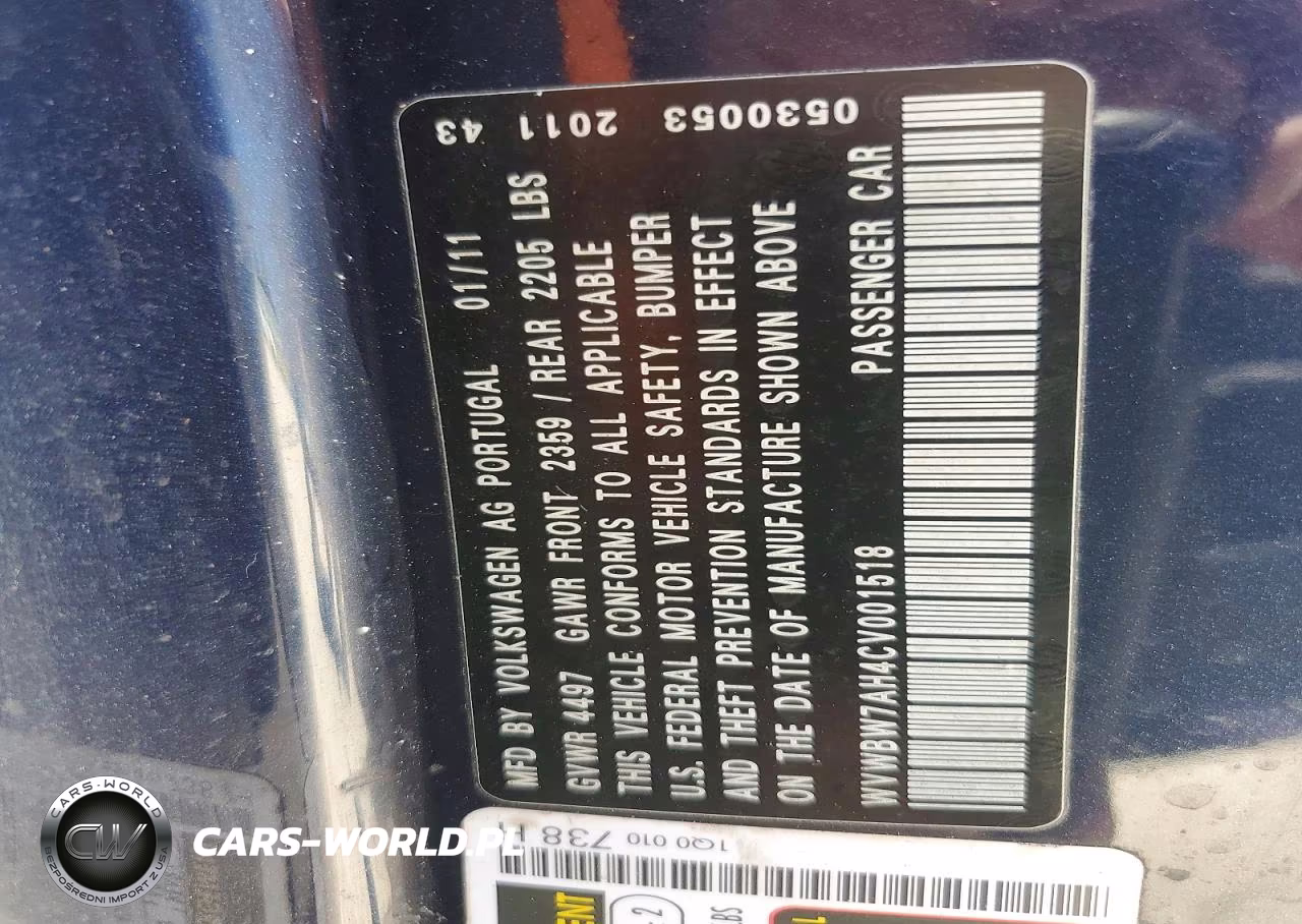 2012 Volkswagen Eos Komfort VIN:WVWBW7AH4CV001518 - 12