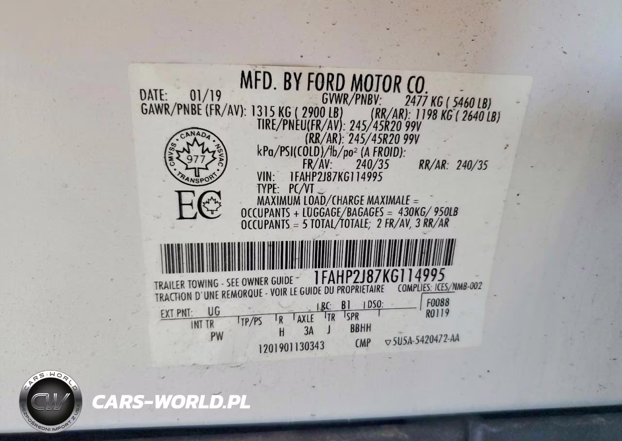 2019 Ford Taurus Limited VIN:1FAHP2J87KG114995 - 12