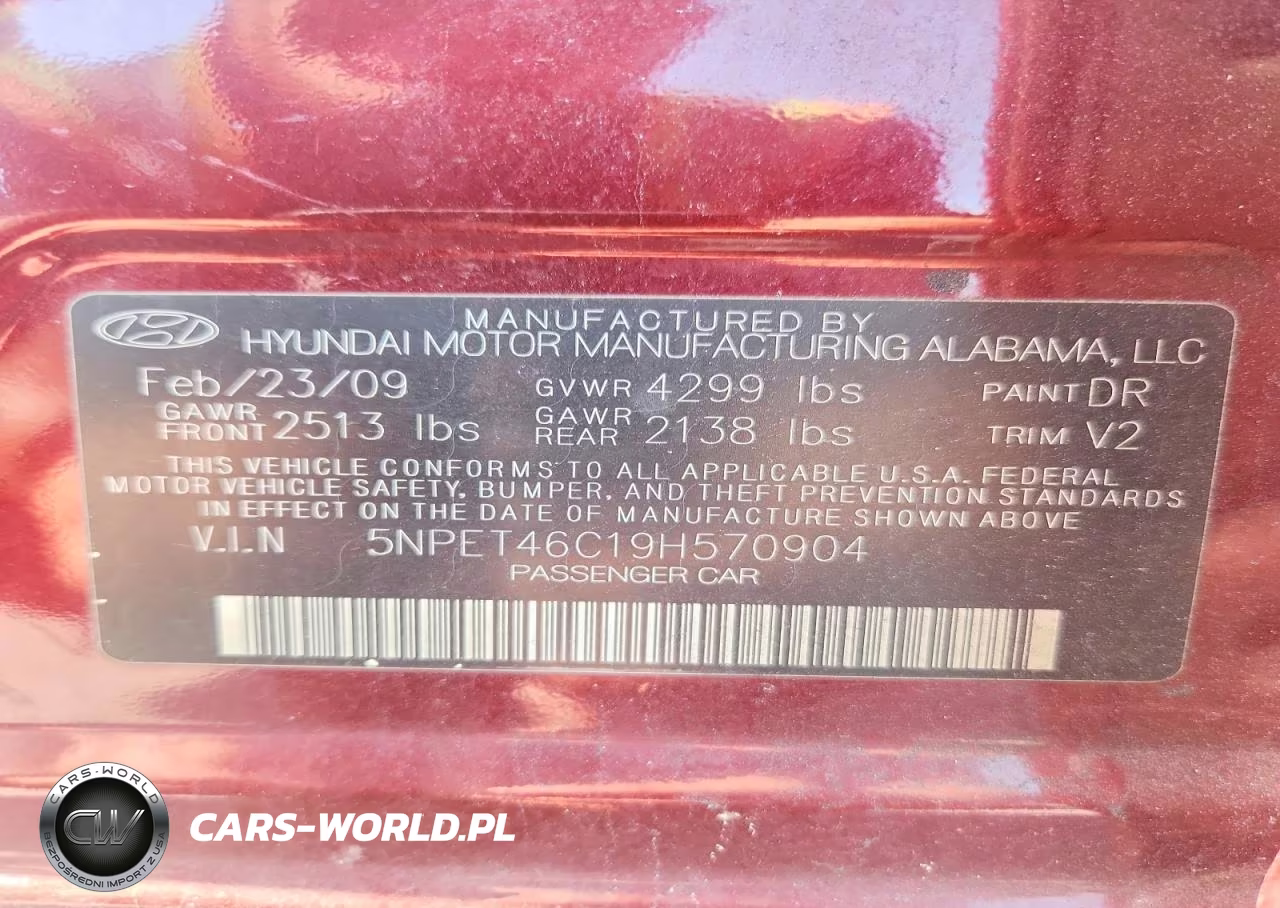 2009 Hyundai Sonata Gls VIN:5NPET46C19H570904 - 12