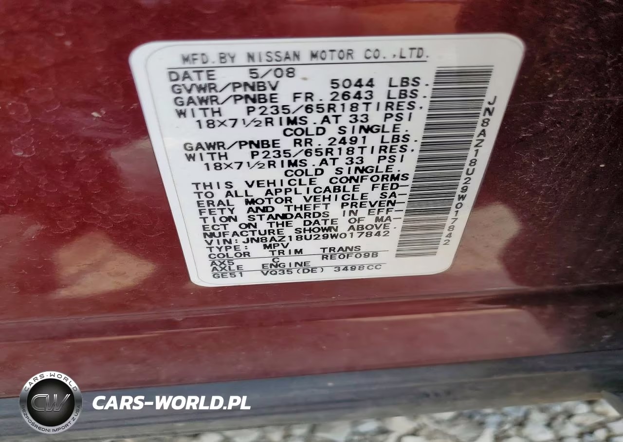 2009 Nissan Murano VIN:JN8AZ18U29W017842 - 12