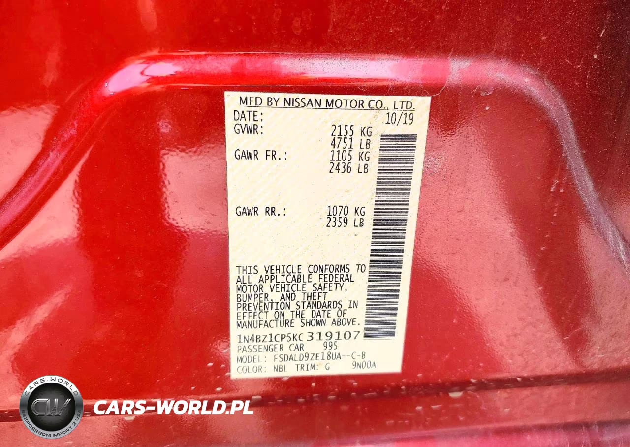 2019 Nissan Leaf Sv Plus VIN:1N4BZ1CP5KC319107 - 12
