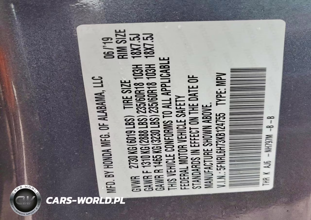2019 Honda Odyssey Exl VIN:5FNRL6H73KB124755 - 13