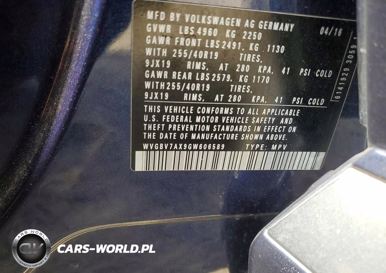 2016 Volkswagen Tiguan S VIN:WVGBV7AX9GW606589 - 14