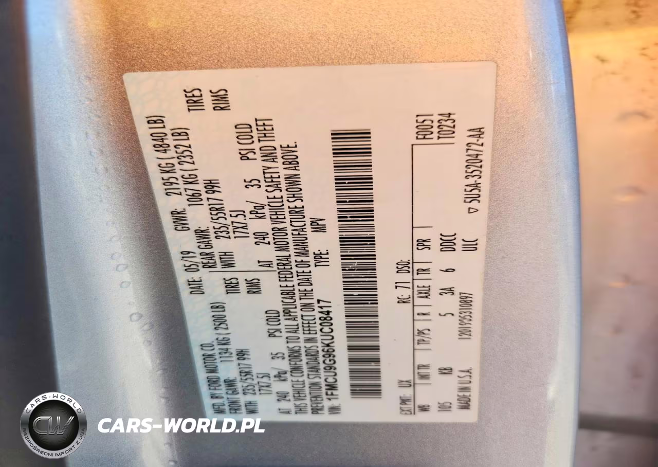 2019 Ford Escape Se VIN:1FMCU9G96KUC08417 - 13
