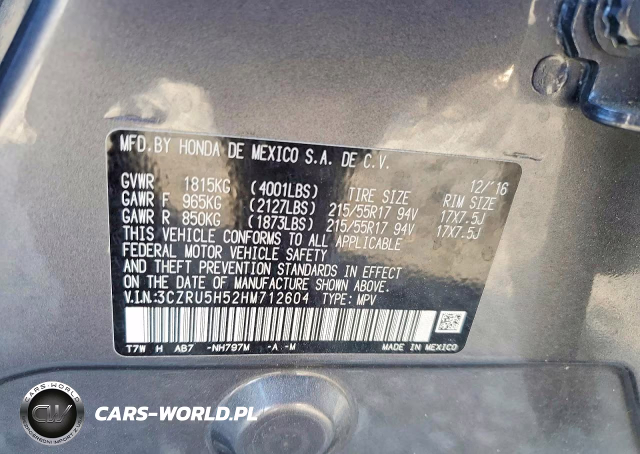 2017 Honda Hr-V Ex VIN:3CZRU5H52HM712604 - 14