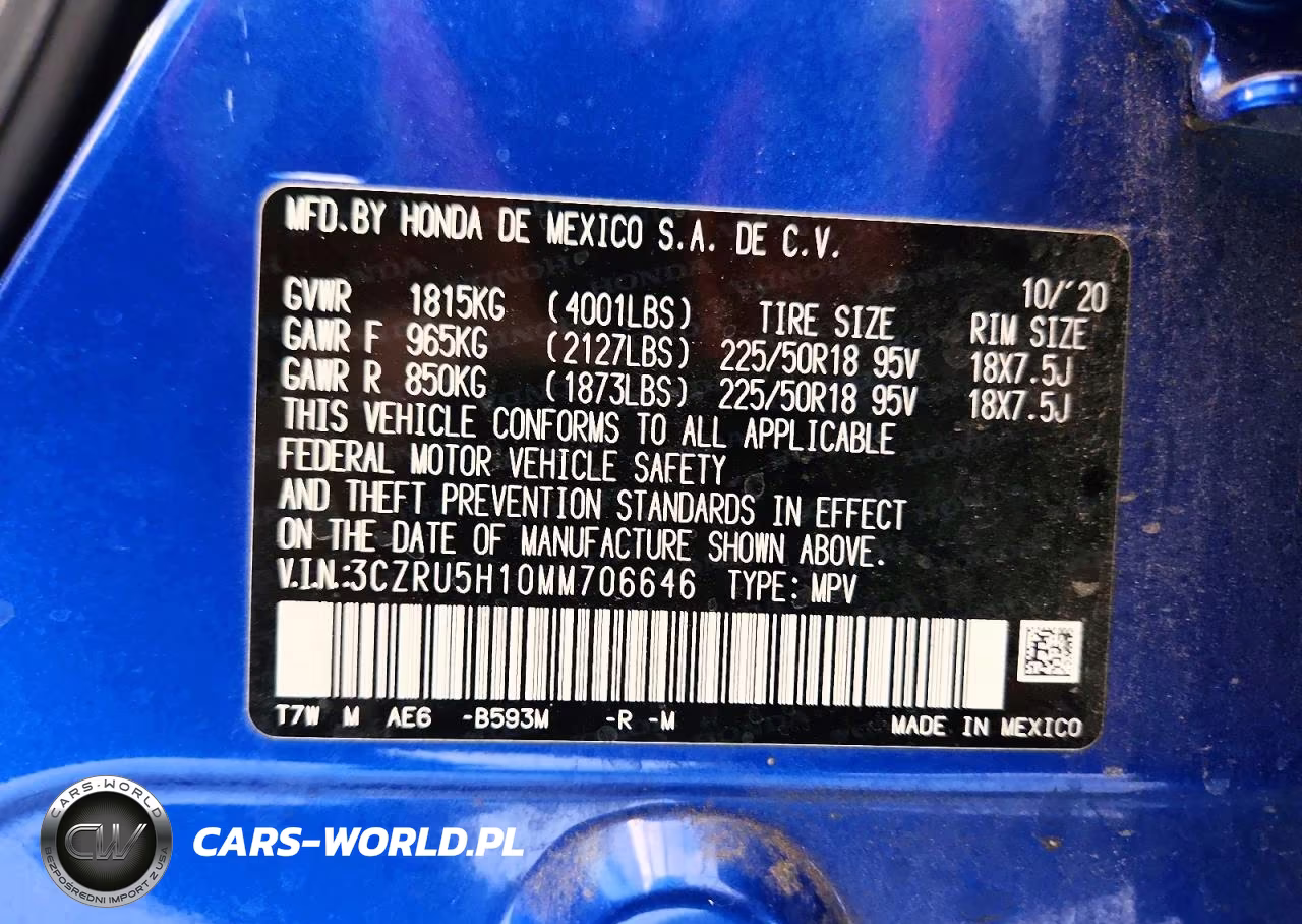 2021 Honda Hr-V Sport VIN:3CZRU5H10MM706646 - 14