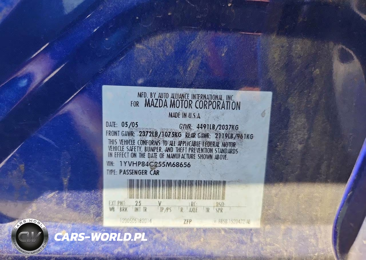 2005 Mazda 6 I VIN:1YVHP84C255M68656 - 12
