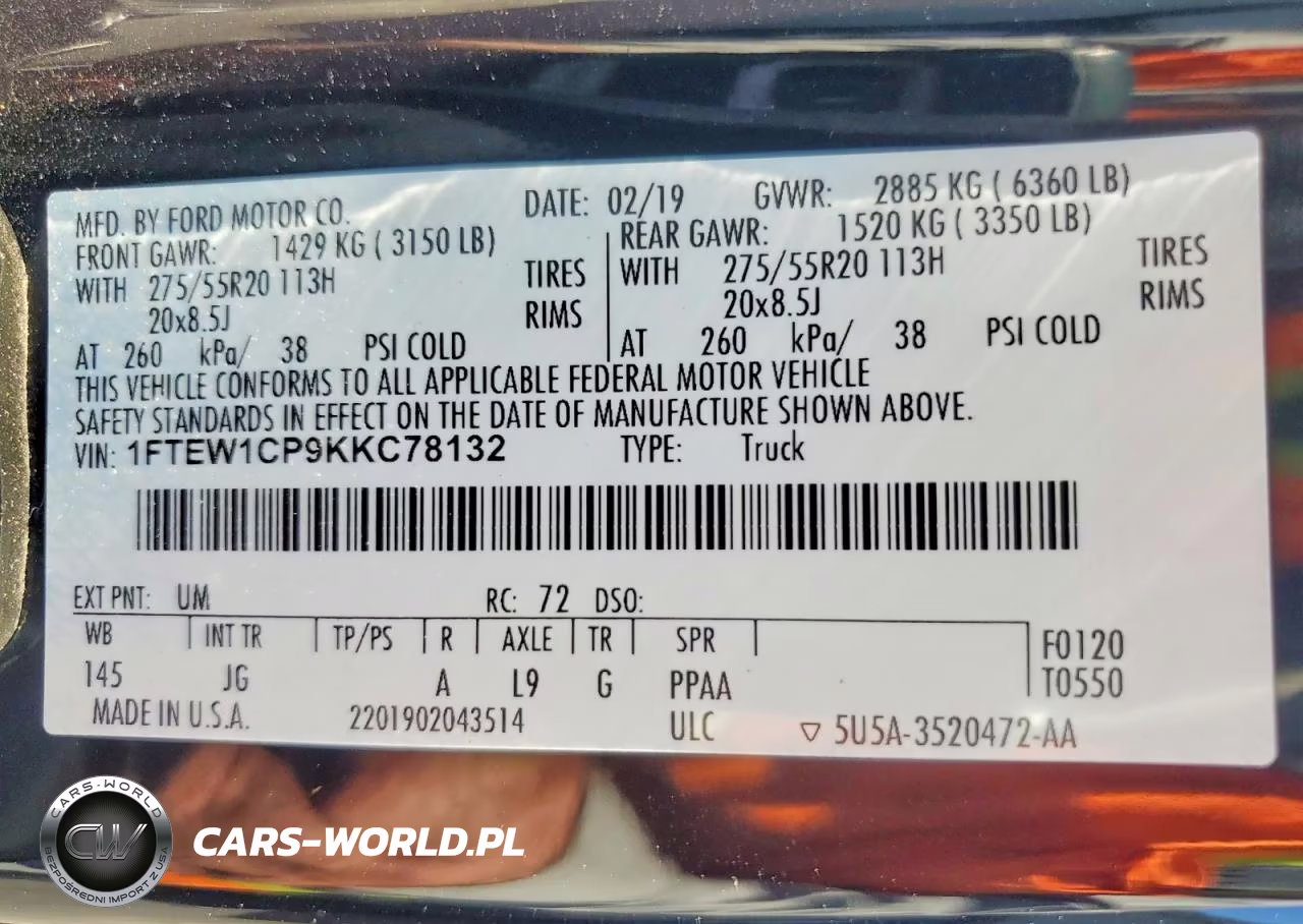 2019 Ford F150 Supercrew VIN:1FTEW1CP9KKC78132 - 13
