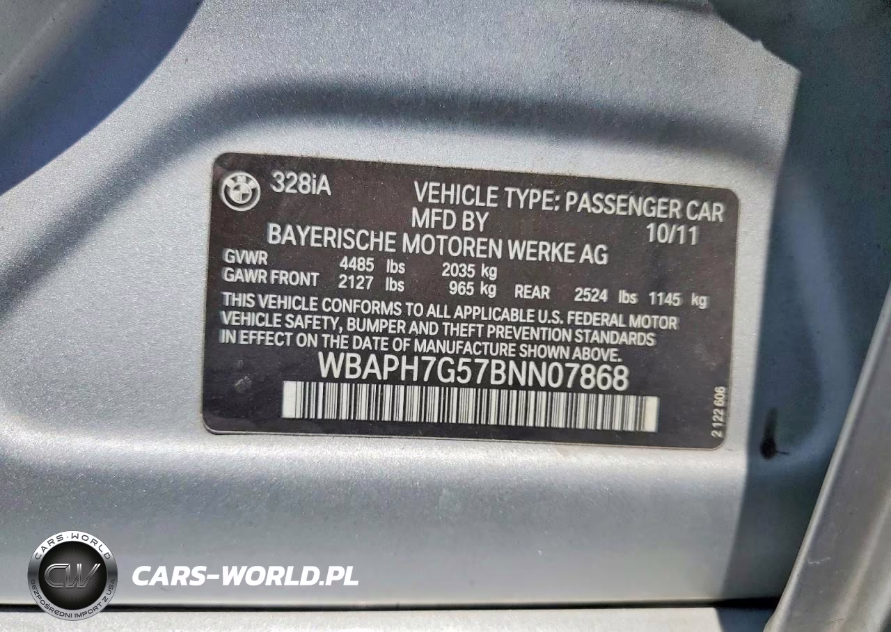 2011 BMW 328 I VIN:WBAPH7G57BNN07868 - 13