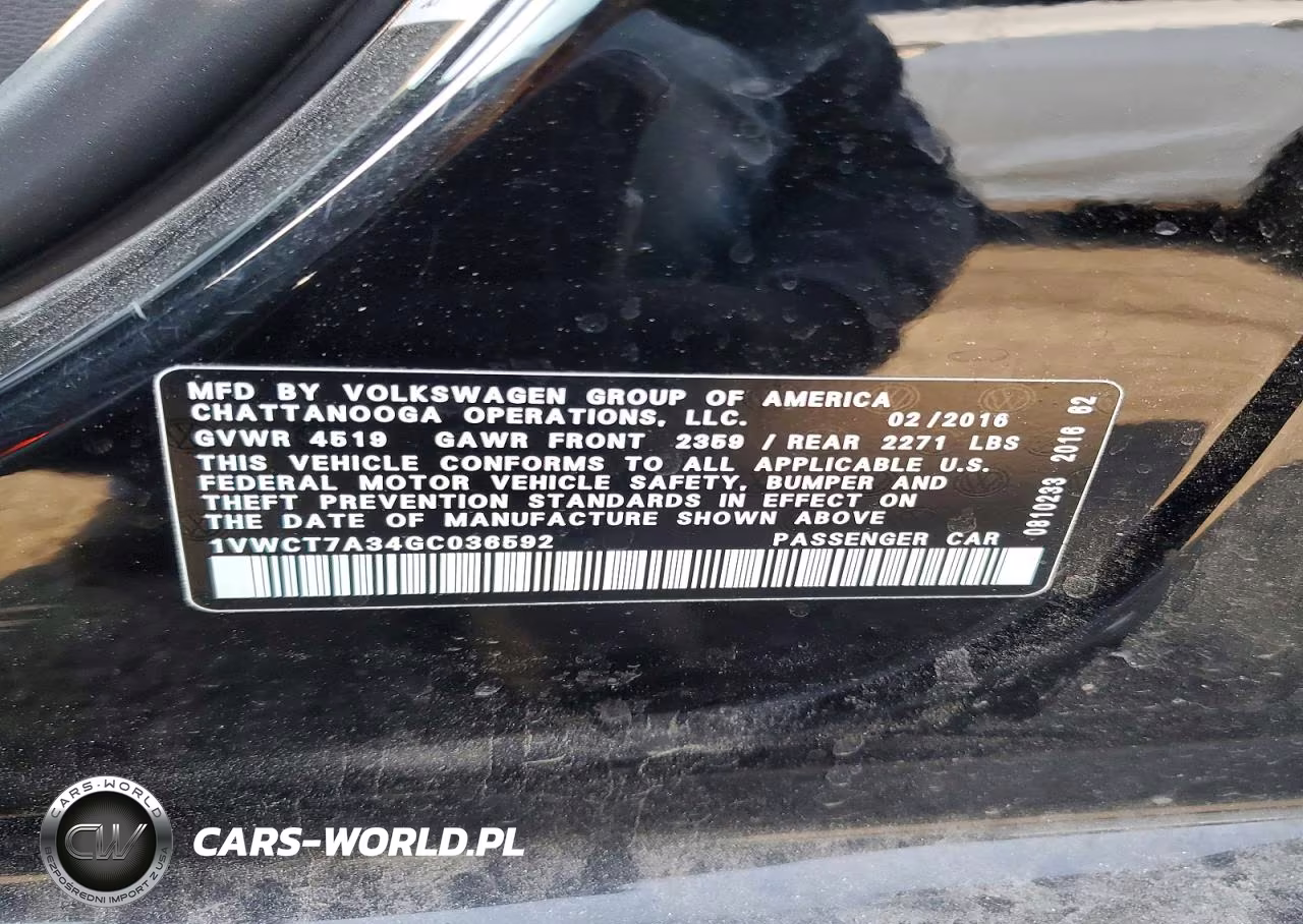 2016 Volkswagen Passat Sel VIN:1VWCT7A34GC036592 - 13