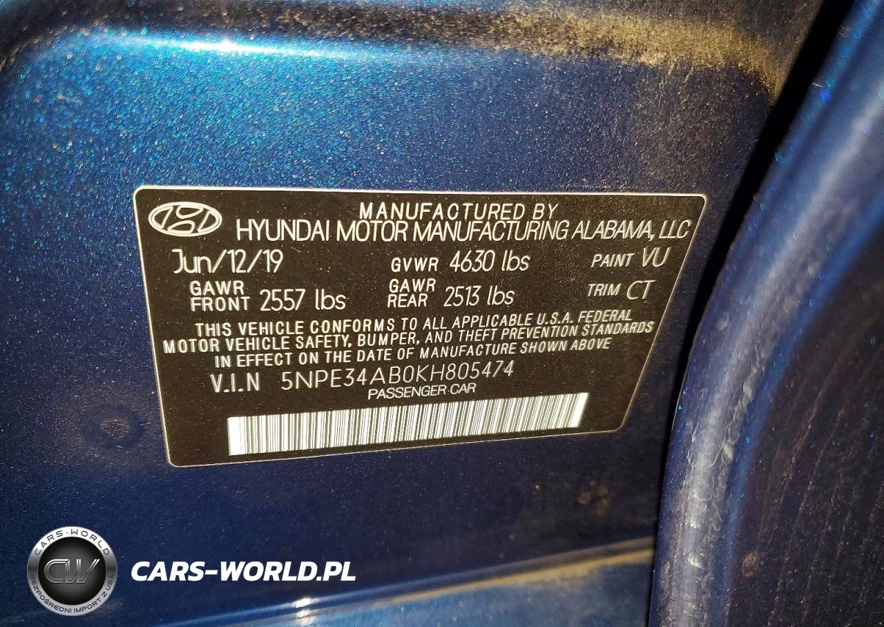 2019 Hyundai Sonata Limited Turbo VIN:5NPE34AB0KH805474 - 12