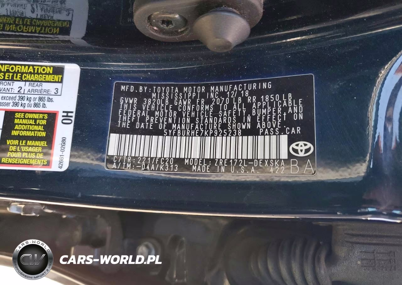2019 Toyota Corolla Se VIN:5YFBURHE7KP925238 - 12