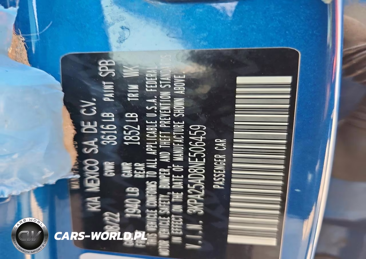 2022 Kia Rio S VIN:3KPA25AD8NE506459 - 13