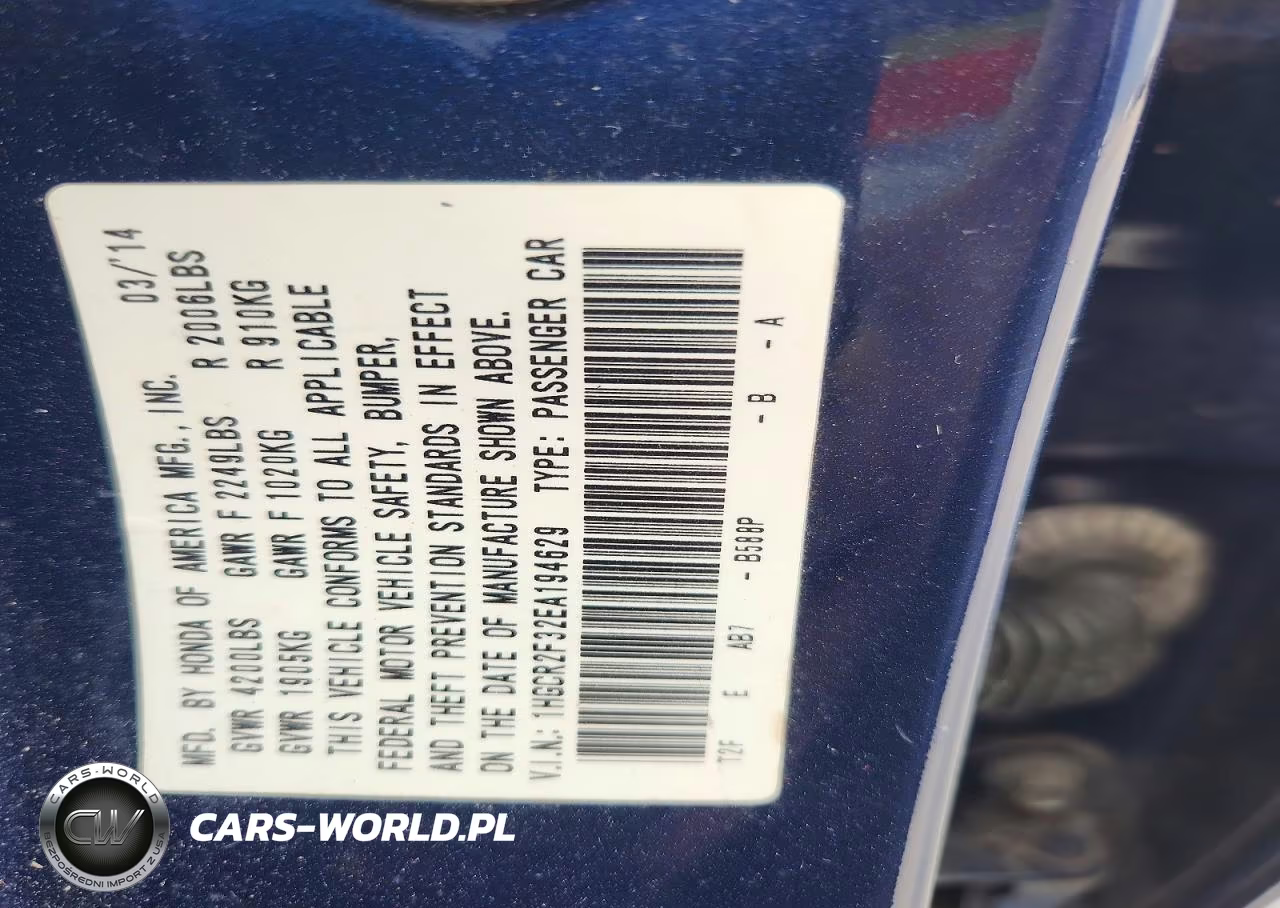 2014 Honda Accord Lx VIN:1HGCR2F32EA194629 - 13