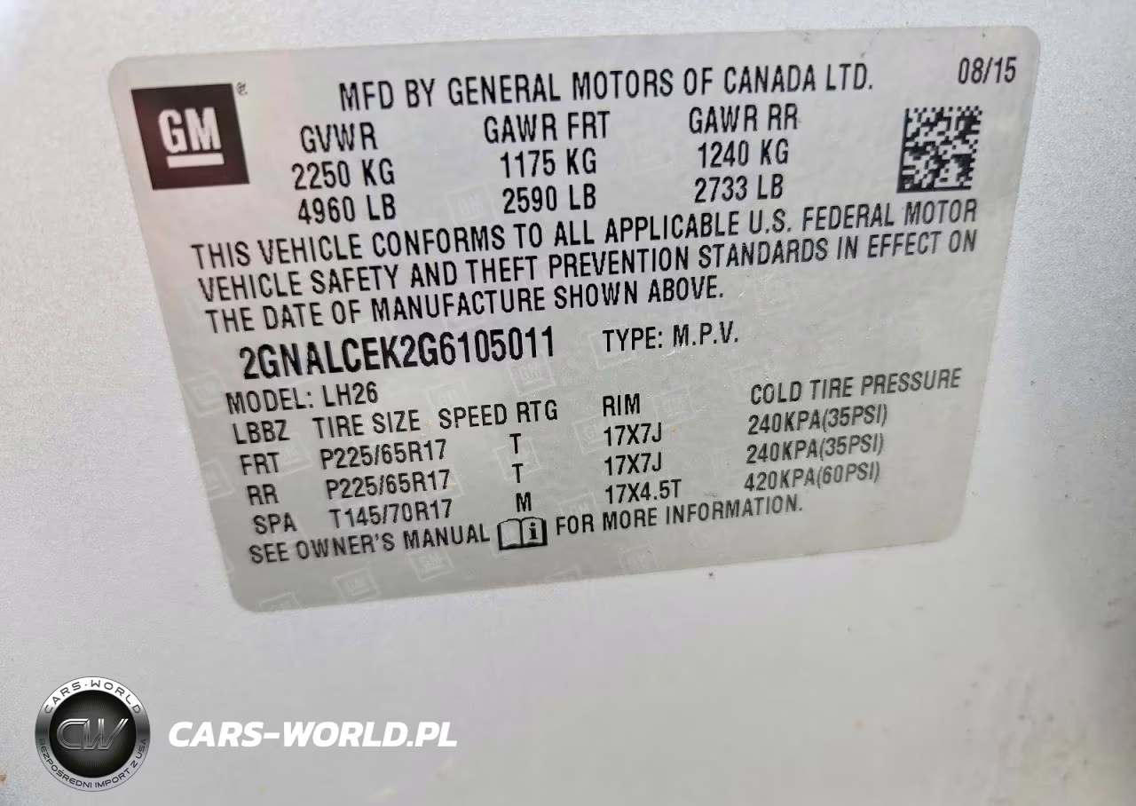 2016 Chevrolet Equinox Lt VIN:2GNALCEK2G6105011 - 13