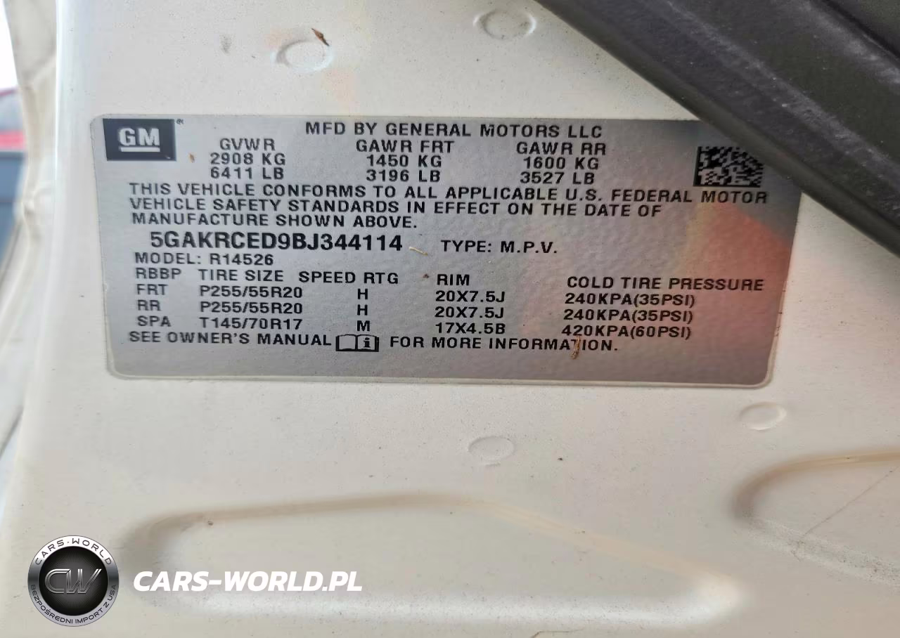 2011 Buick Enclave Cxl VIN:5GAKRCED9BJ344114 - 14