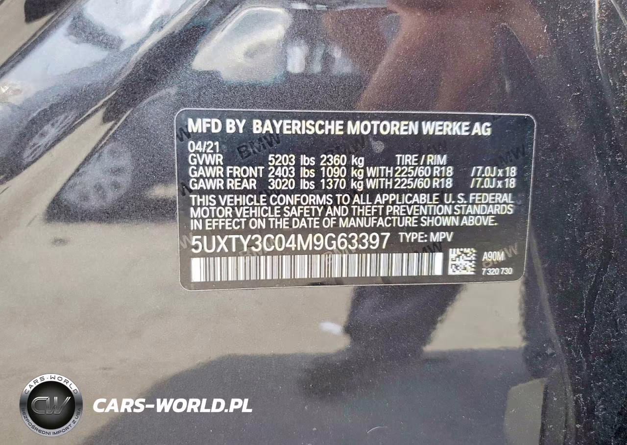 2021 BMW X3 Sdrive30I VIN:5UXTY3C04M9G63397 - 13