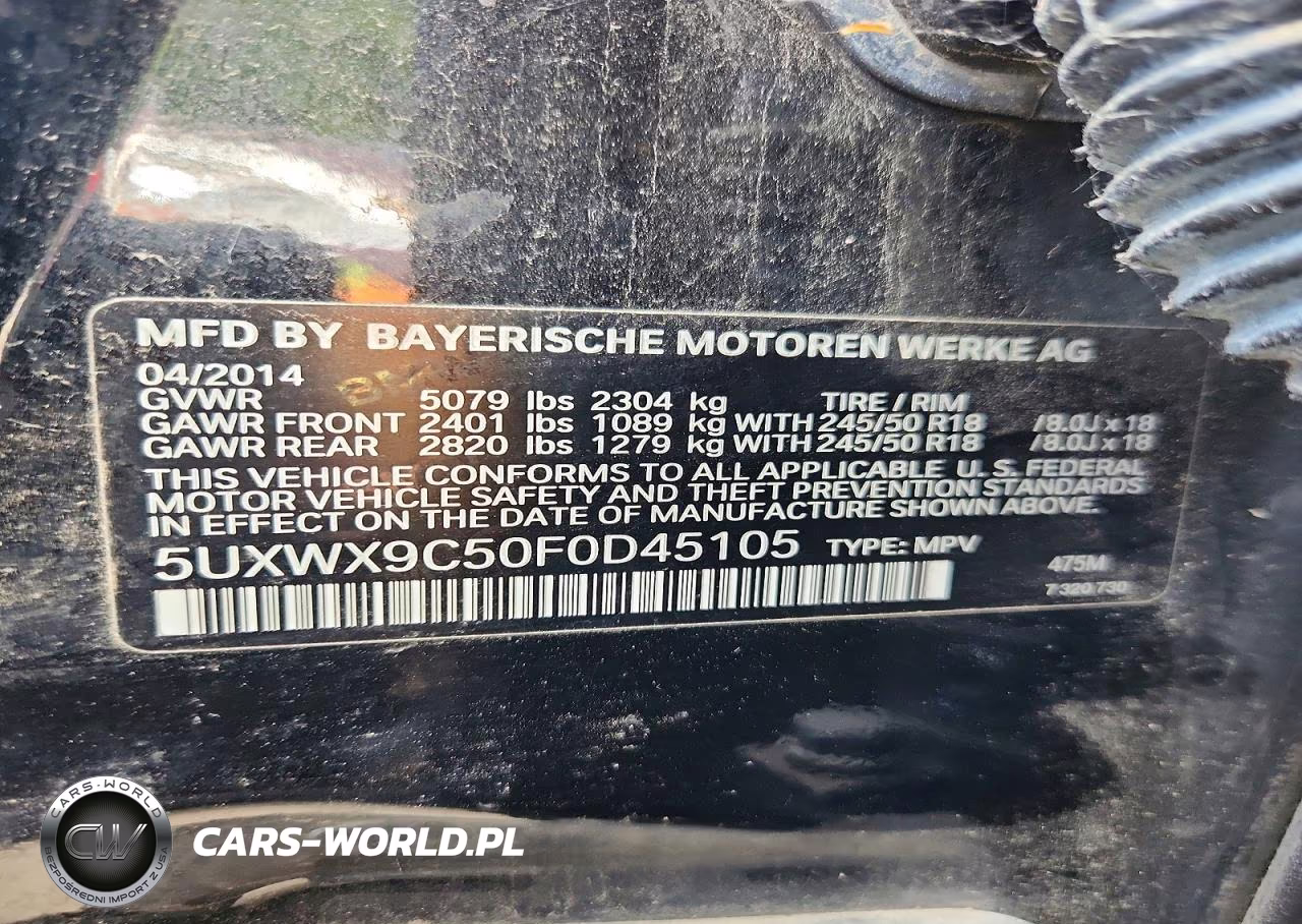 2015 BMW X3 xDrive28I VIN:5UXWX9C50F0D45105 - 13
