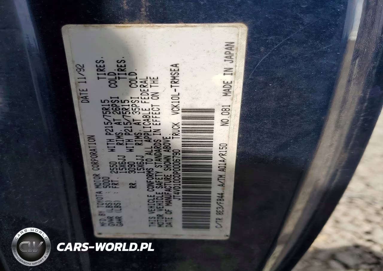 1993 Toyota T100 Sr5 VIN:JT4VD10C0P0006790 - 12