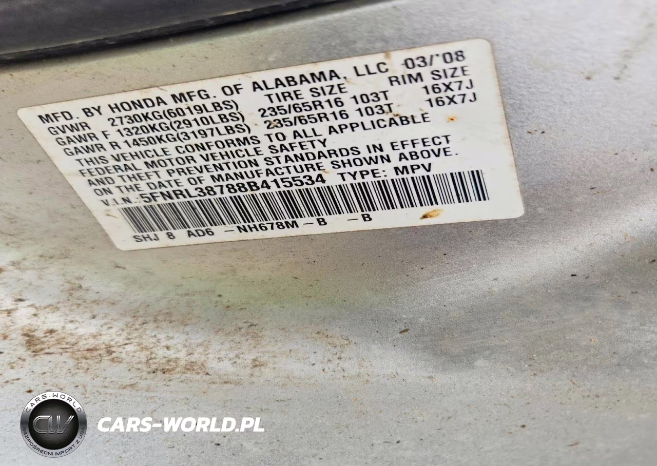 2008 Honda Odyssey Exl VIN:5FNRL38788B415534 - 13