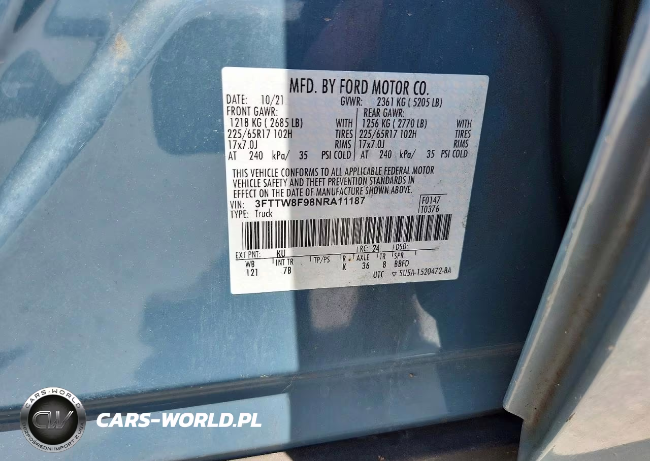 2022 FORD MAVERICK XL VIN:3FTTW8F98NRA11187 - 12