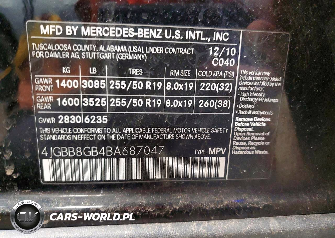 2011 Mercedes-Benz Ml 350 4Matic VIN:4JGBB8GB4BA687047 - 13