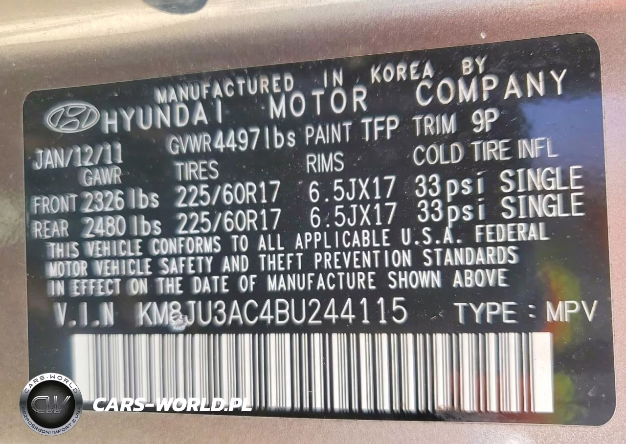 2011 Hyundai Tucson Gls VIN:KM8JU3AC4BU244115 - 13