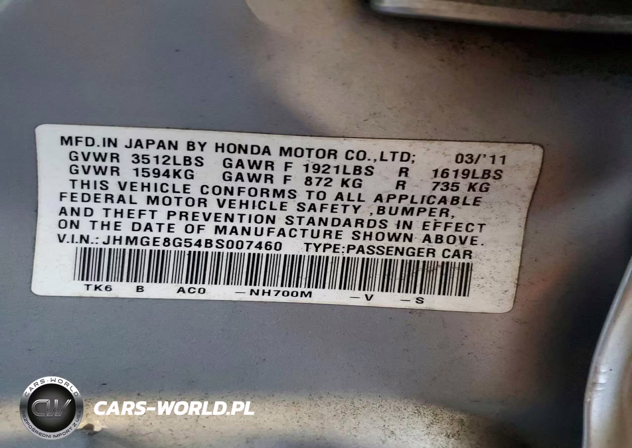 2011 Honda Fit Sport VIN:JHMGE8G54BS007460 - 12