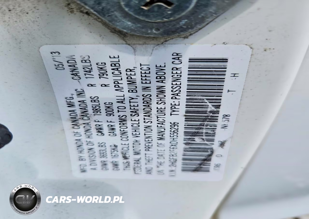 2013 Honda Civic Hf VIN:2HGFB2F6XDH556296 - 12