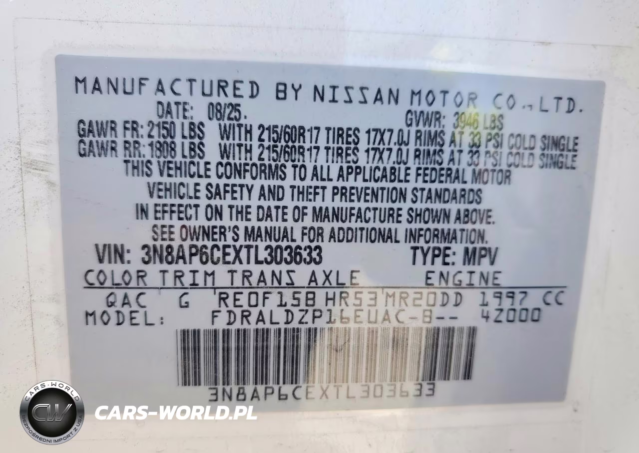 2026 Nissan Kicks Sv VIN:3N8AP6CEXTL303633 - 14