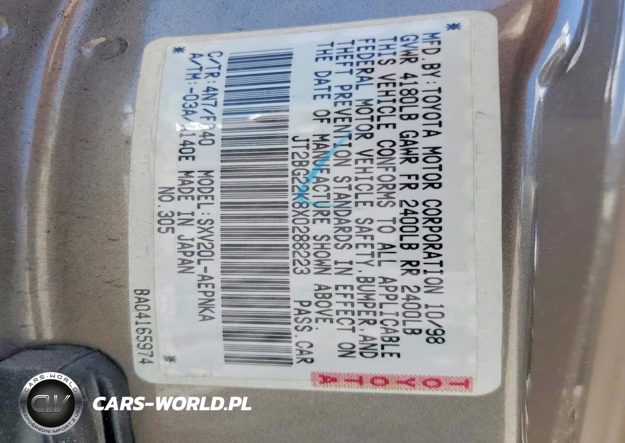 1999 Toyota Camry Le VIN:JT2BG22K8X0288223 - 13
