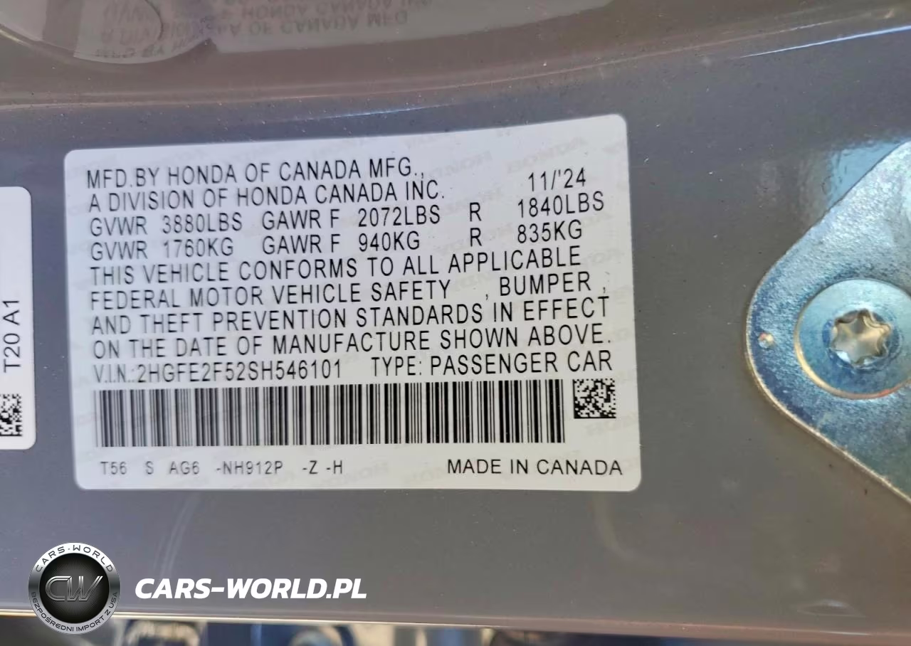 2025 Honda Civic Sport VIN:2HGFE2F52SH546101 - 12