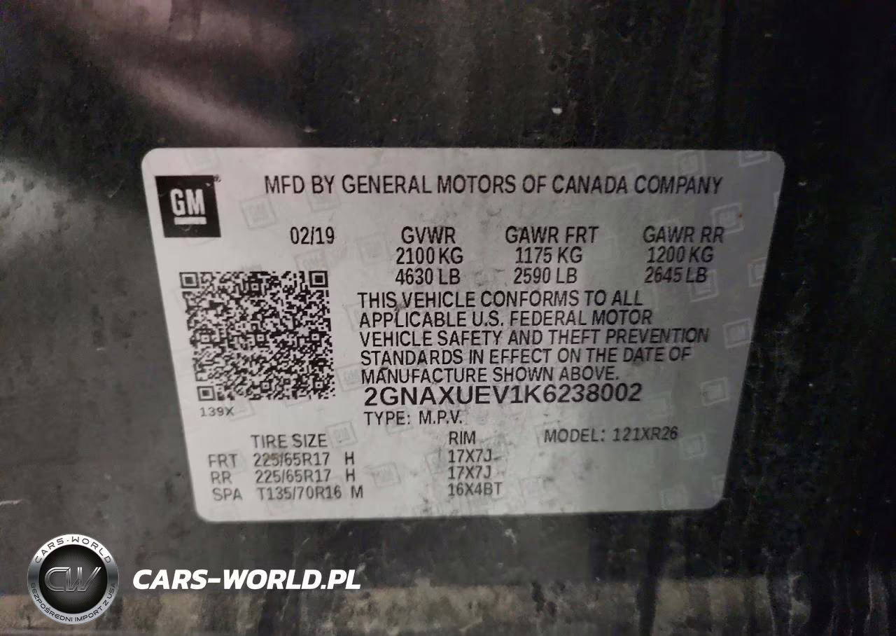 2019 Chevrolet Equinox Lt VIN:2GNAXUEV1K6238002 - 13