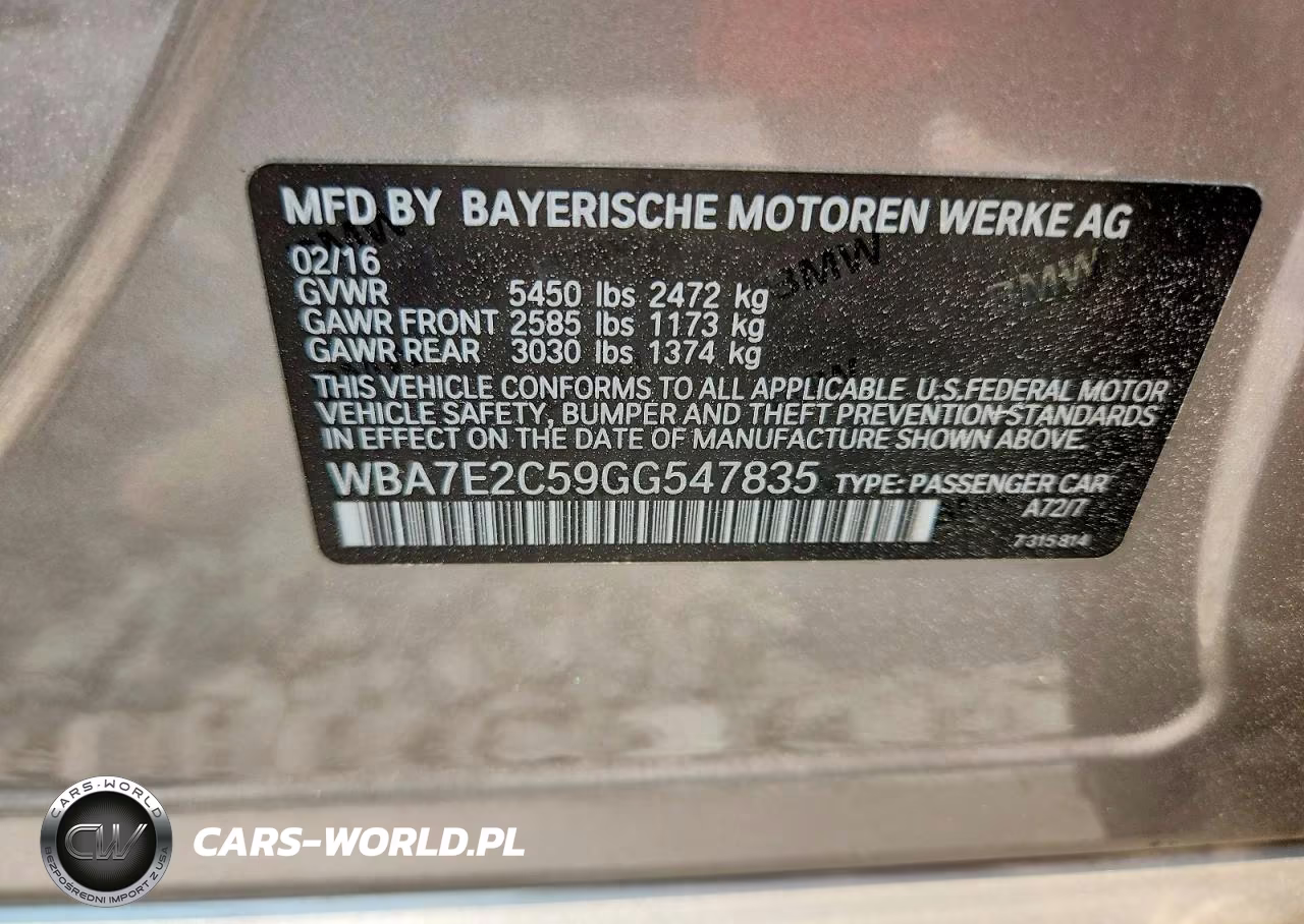 2016 BMW 740 I VIN:WBA7E2C59GG547835 - 12