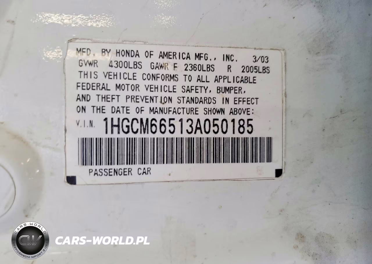 2003 Honda Accord Ex VIN:1HGCM66513A050185 - 12