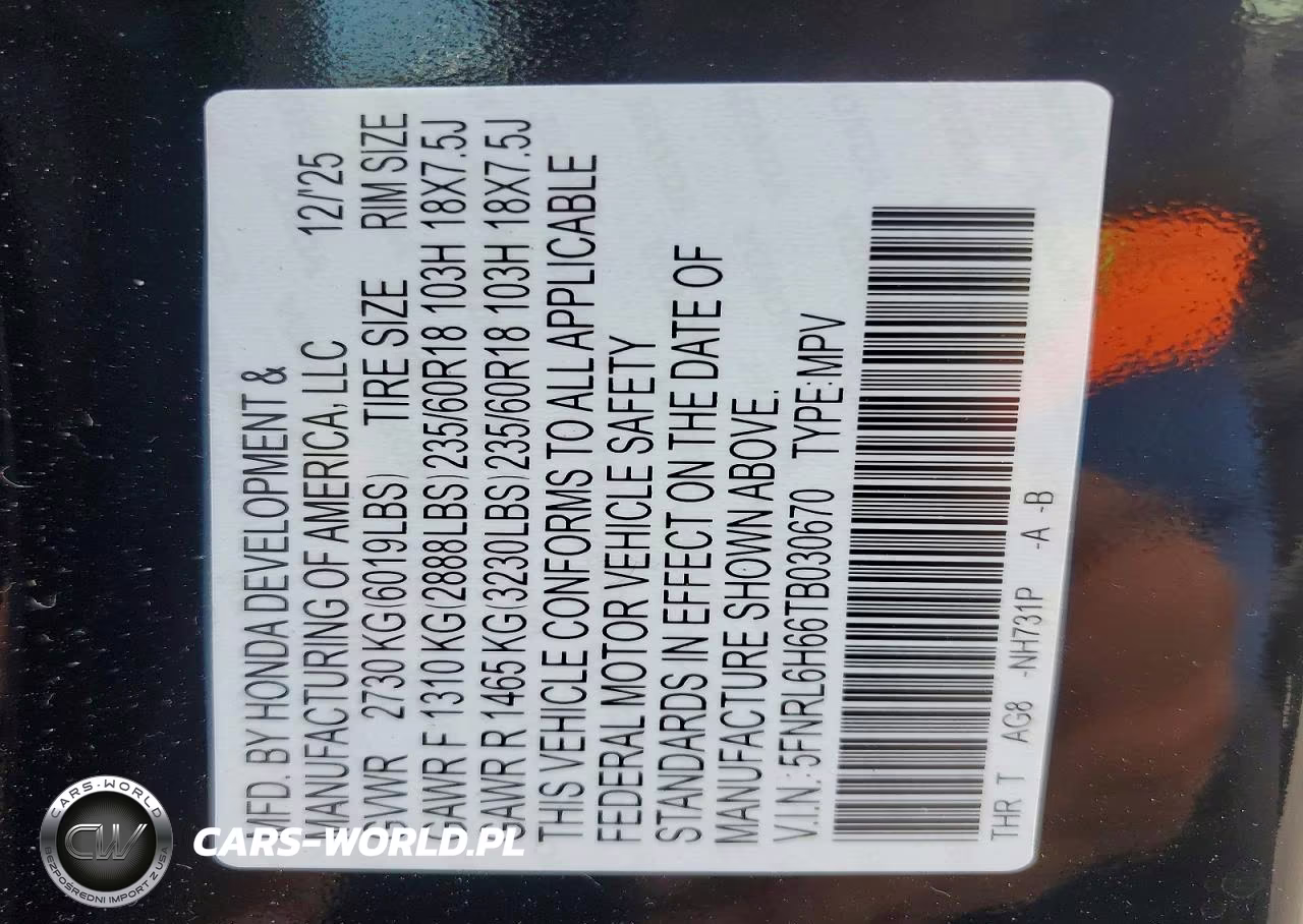 2026 Honda Odyssey Exl VIN:5FNRL6H66TB030670 - 13