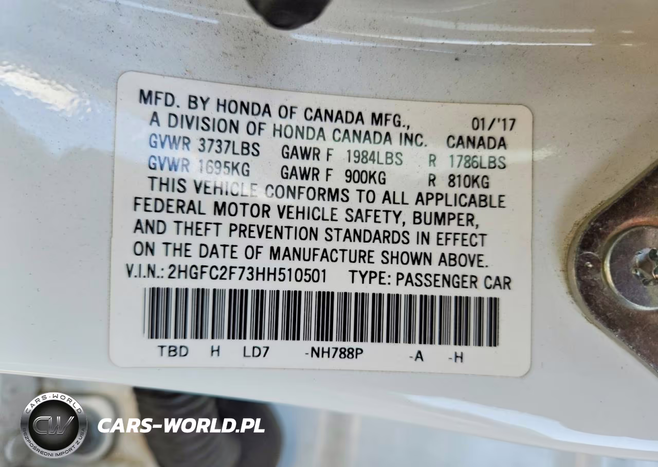 2017 Honda Civic Ex VIN:2HGFC2F73HH510501 - 13