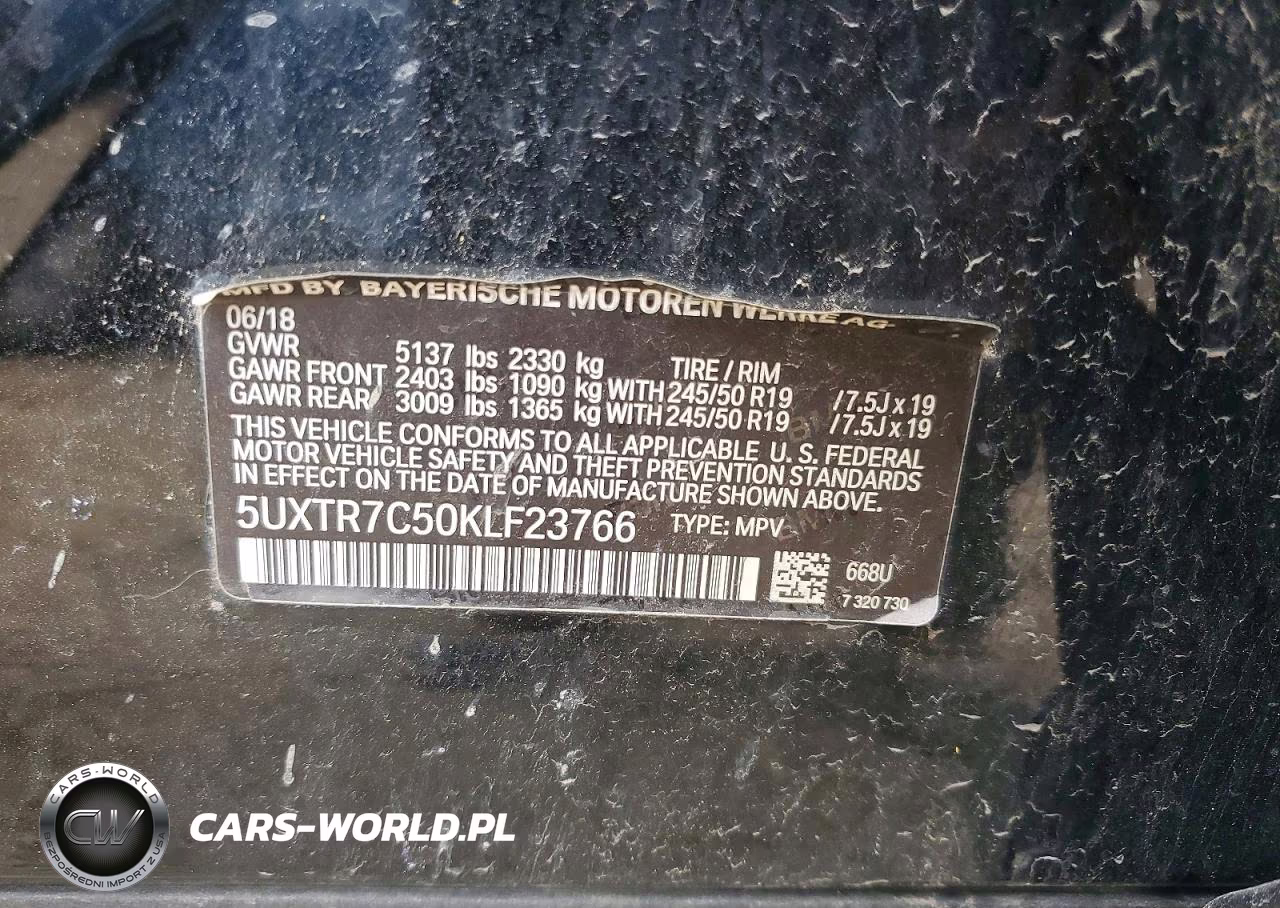 2019 BMW X3 Sdrive30I VIN:5UXTR7C50KLF23766 - 13