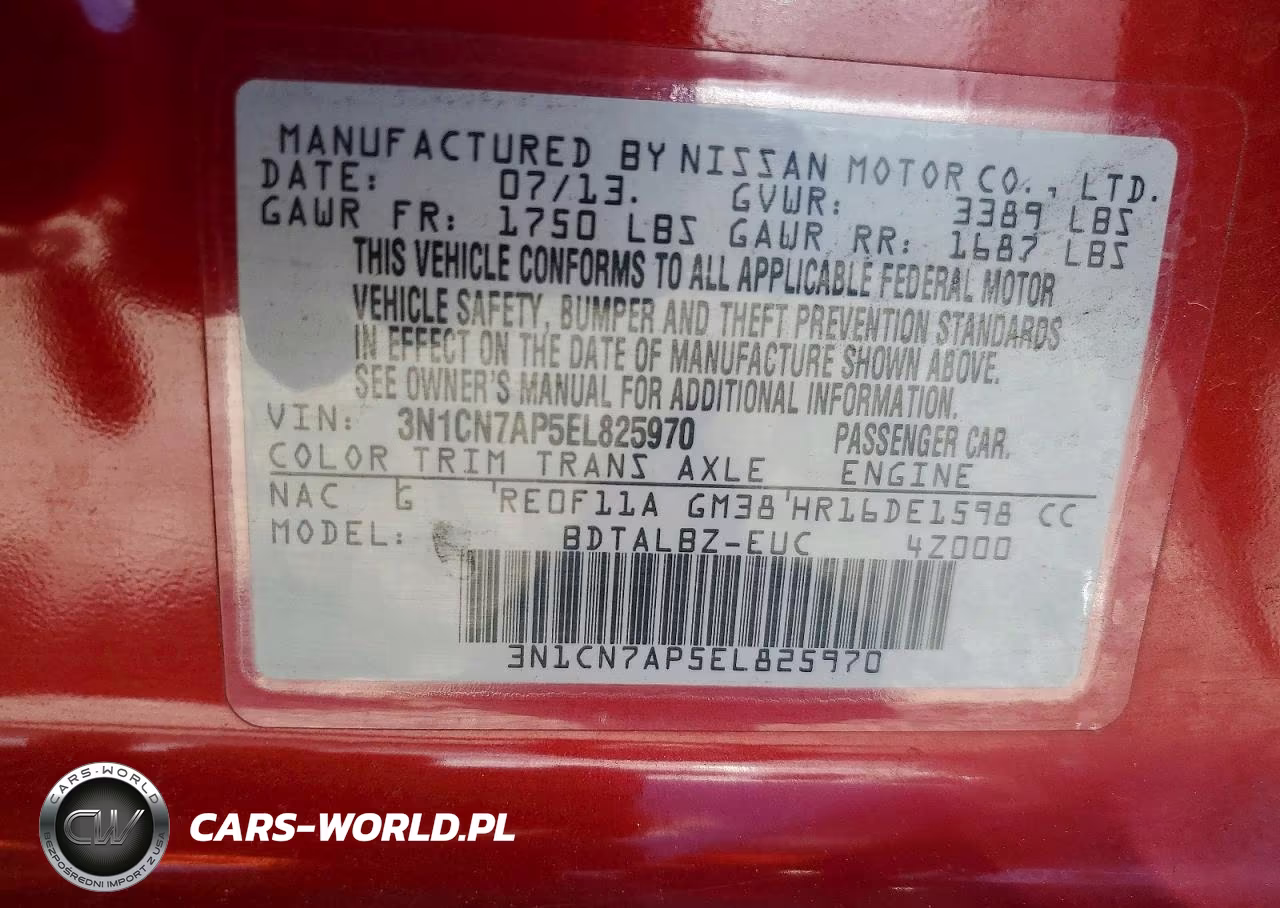 2014 Nissan Versa 1.6 S VIN:3N1CN7AP5EL825970 - 13