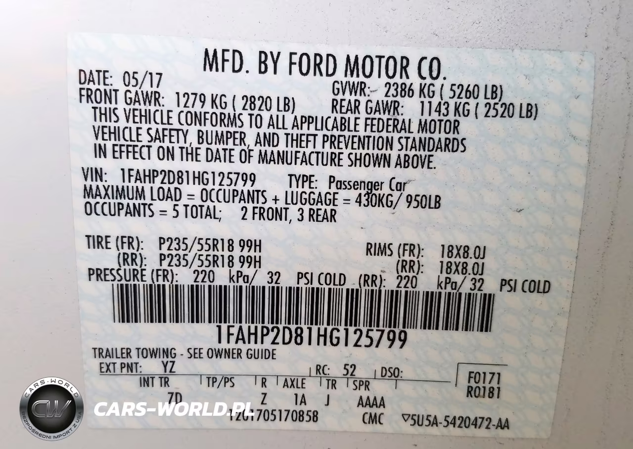 2017 Ford Taurus Se VIN:1FAHP2D81HG125799 - 10