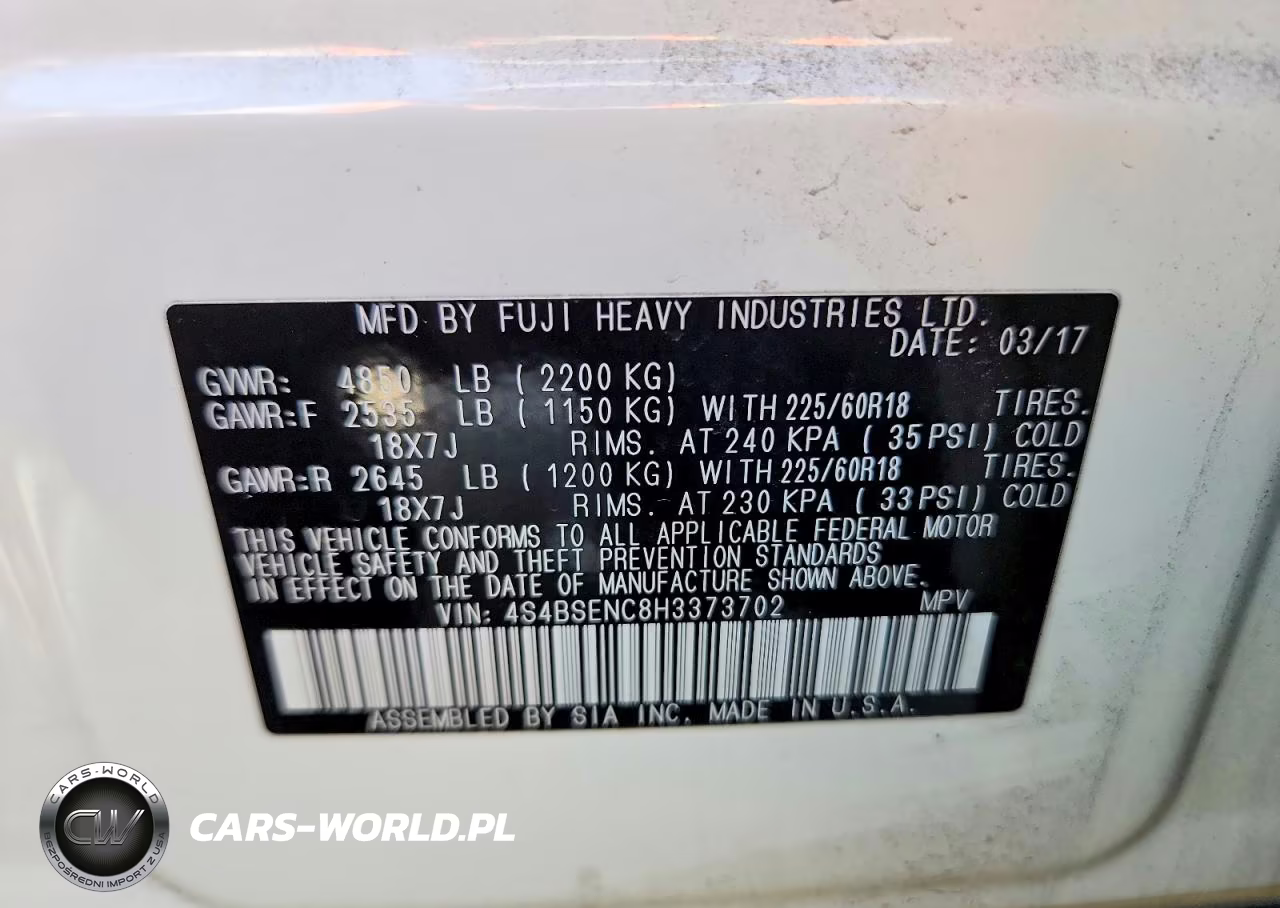 2017 Subaru Outback 3.6R Limited VIN:4S4BSENC8H3373702 - 13