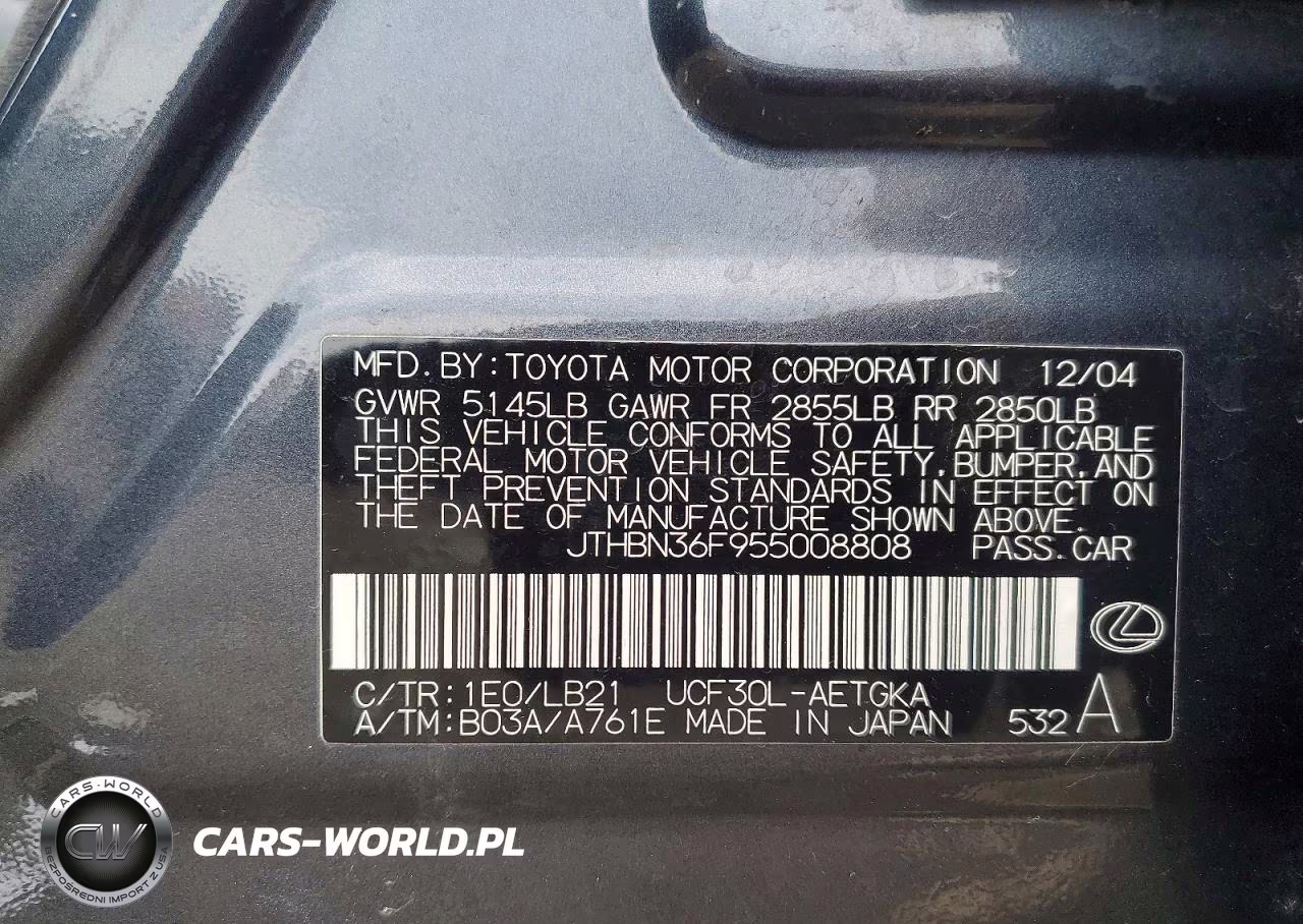 2005 Lexus Ls 430 VIN:JTHBN36F955008808 - 12