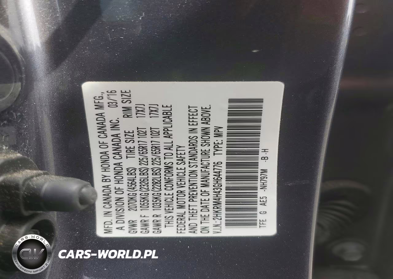 2016 Honda Cr-V Se VIN:2HKRM4H43GH644776 - 12