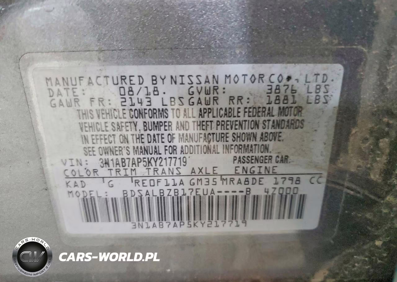 2019 Nissan Sentra S VIN:3N1AB7AP5KY217719 - 13