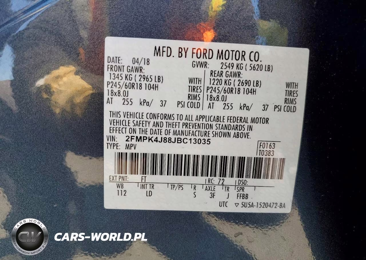 2018 Ford Edge Sel VIN:2FMPK4J88JBC13035 - 13